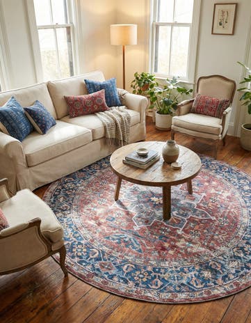 Rust Red Washable Yara Round Rug