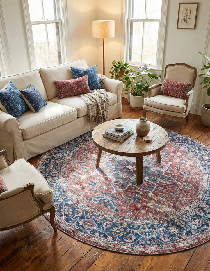 7' 10 x 7' 10 Washable Yara Round Rug