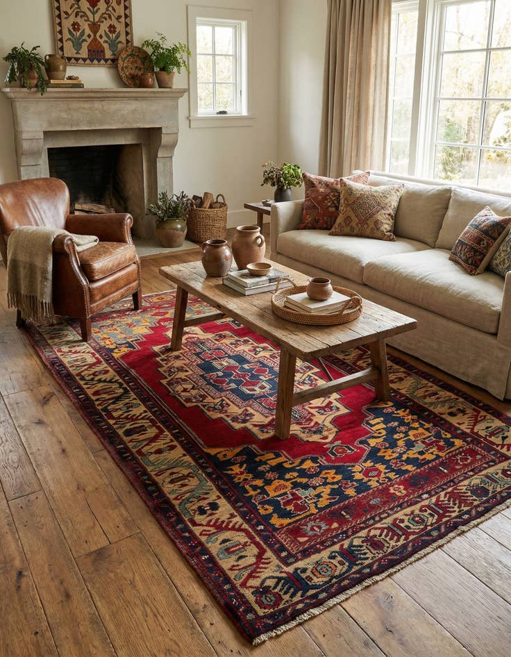 Detail image of 3' 9 x 7' 1  Hand Knotted Anatolian Oriental Wool Rug