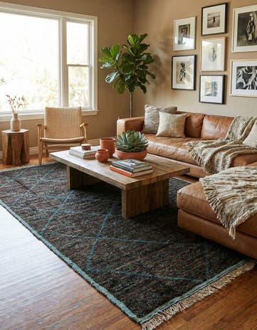 5' 10 x 9' 4 Hand Knotted Moroccan Wool Rug