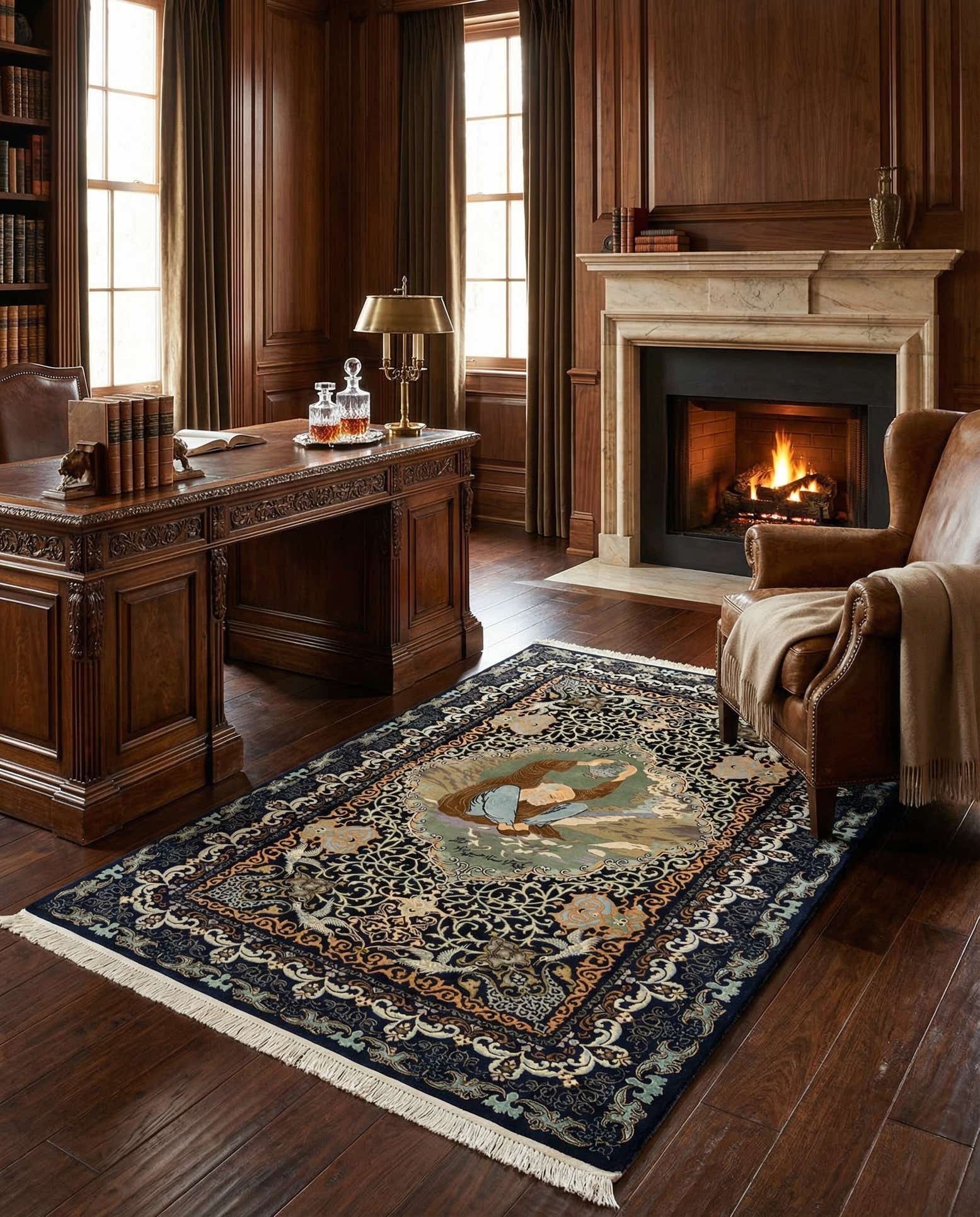 4' 5 x 6' 11 Ghom Rug