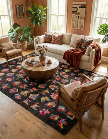 6' 8 x 9' 7 Hand Woven Kilim Suzani Wool Rug