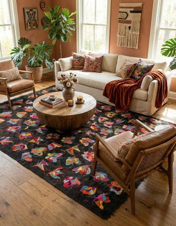 6' 8 x 9' 7 Hand Woven Kilim Suzani Wool Rug