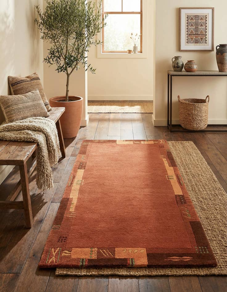 Detail image of 2' 4 x 4' 7  Hand Knotted Nepal Wool Runner Rug