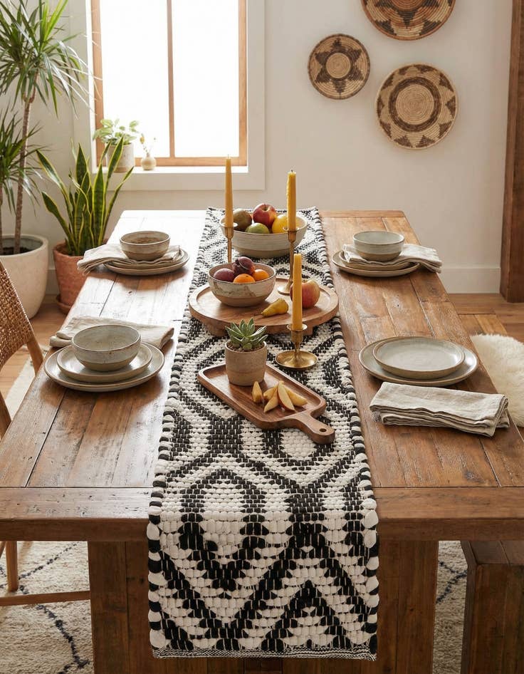 Detail image of  1' 2 x 8'  Hand Woven Chindi Jute Table Runner Rug