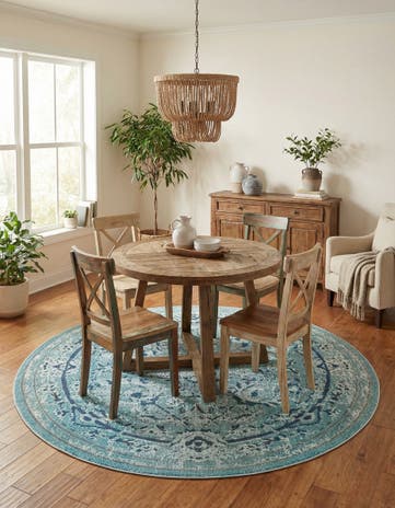 8' x 8' Washable Fleur Round Rug