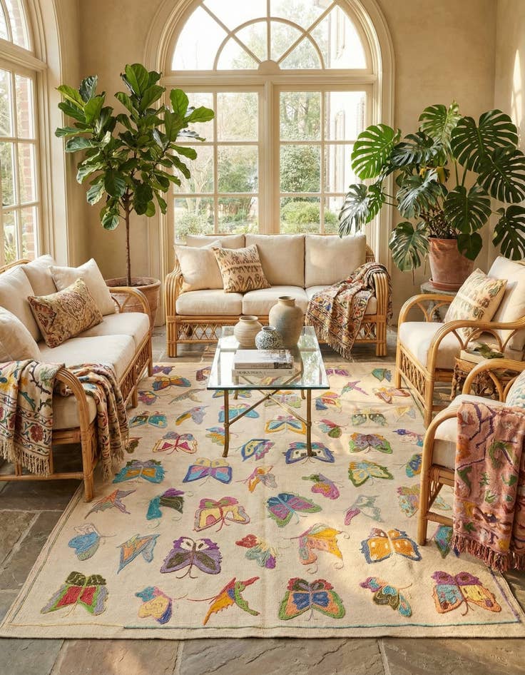 Detail image of 4' 10 x 6' 9  Hand Woven Kilim Suzani Wool Rug