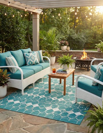 6' x 9' Easy-Clean Lattice Indoor / Outdoor Rug