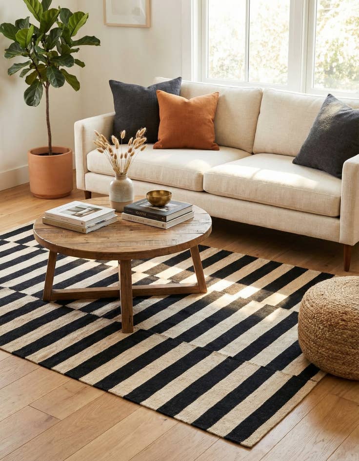 Detail image of 3' 3 x 4' 8  Hand Woven Kilim Modern Wool Rug