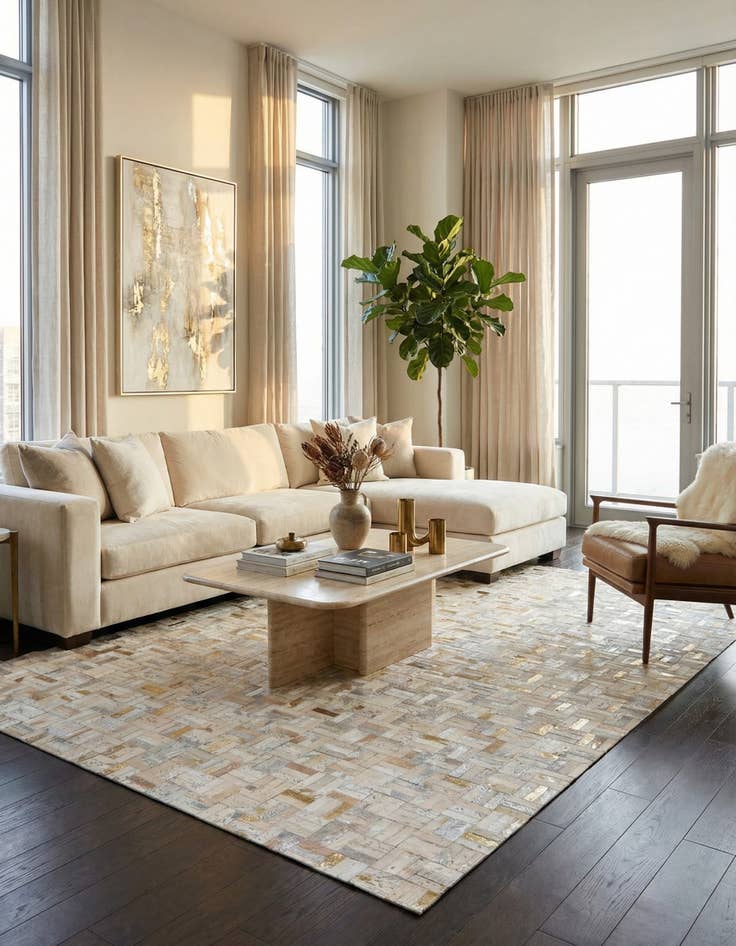 Detail image of 5' x 7' 10 Cowhide Stocks Rug