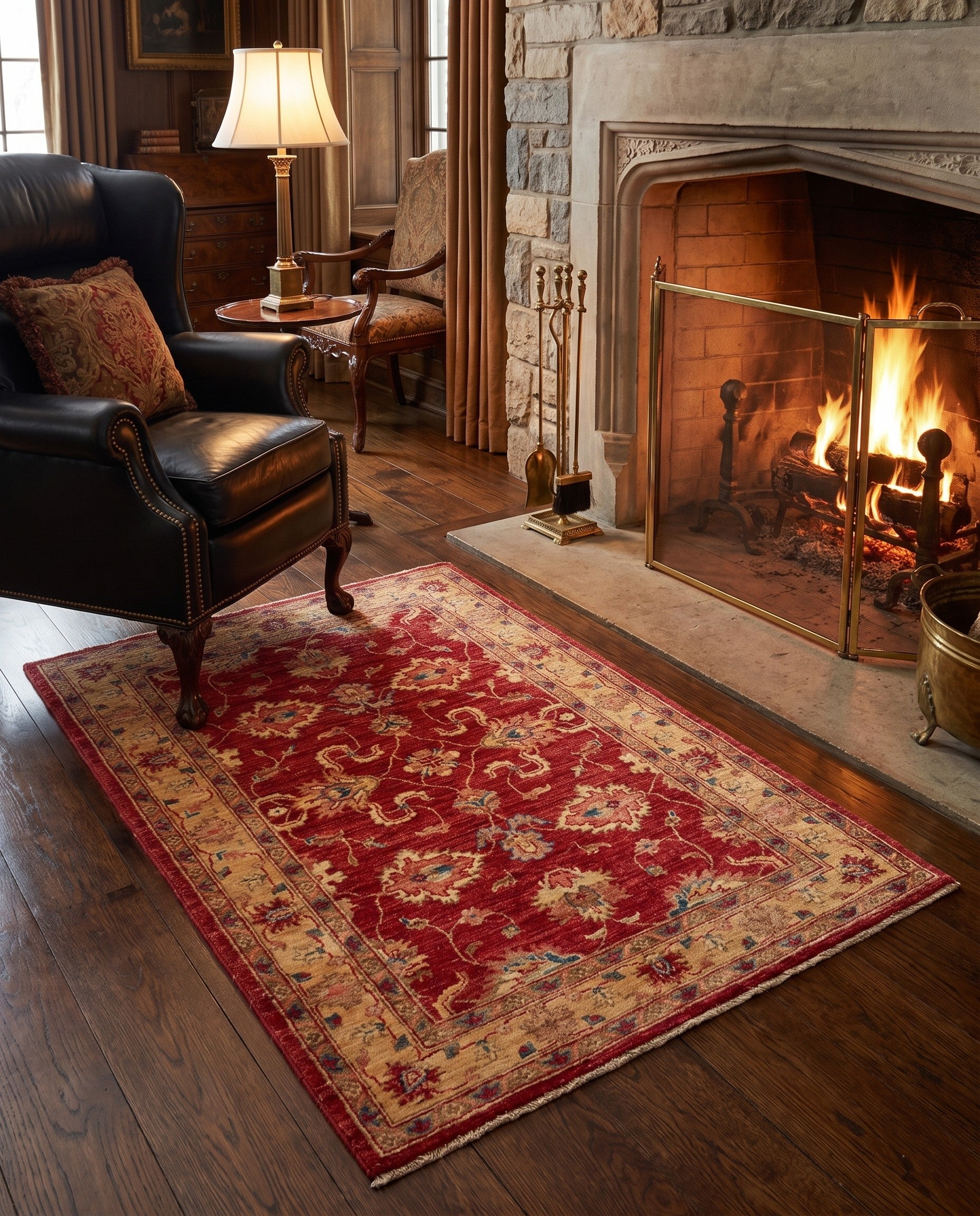 3' 5 x 4' 11 Hand Knotted Ziegler Rug