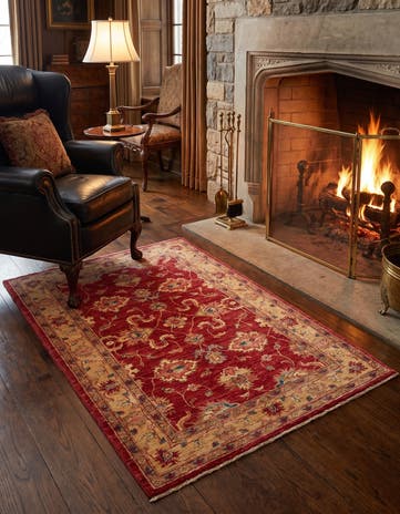 3' 5 x 4' 11 Hand Knotted Ziegler Rug