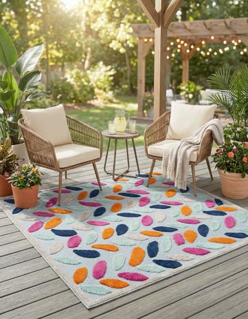 Blue Easy-Clean Aruba Indoor / Outdoor Square Rug