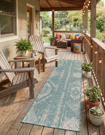 2' 7 x 12' Easy-Clean Bohemian Indoor / Outdoor Runner Rug