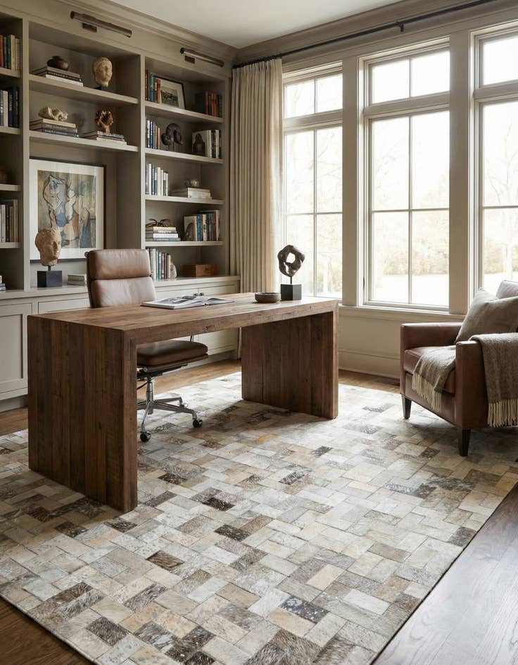 Detail image of 4' 9 x 6' 10 Cowhide Stocks Rug