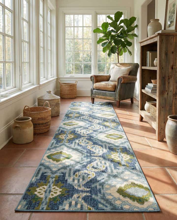 2' 7 x 10' Easy-Clean Modern Indoor / Outdoor Runner Rug