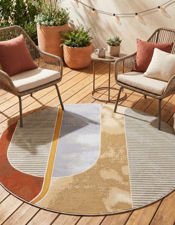 6' 1 x 6' 1 Easy-Clean Modern Indoor / Outdoor Round Rug