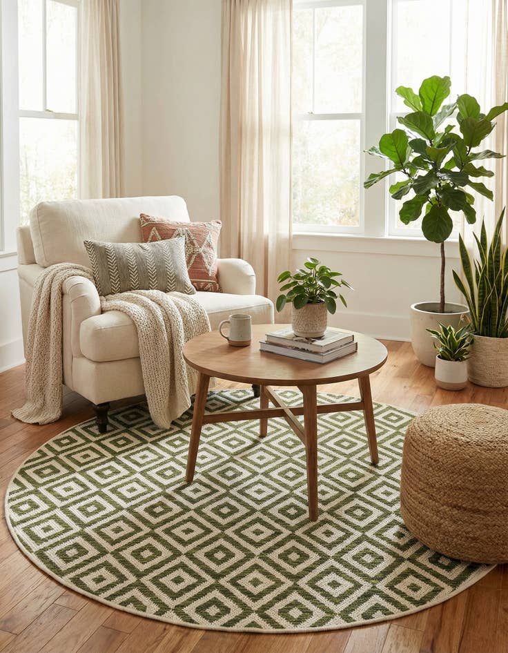 Detail image of 4' x 4'  Washable Jill Zarin Costa Rica Indoor / Outdoor Round Rug