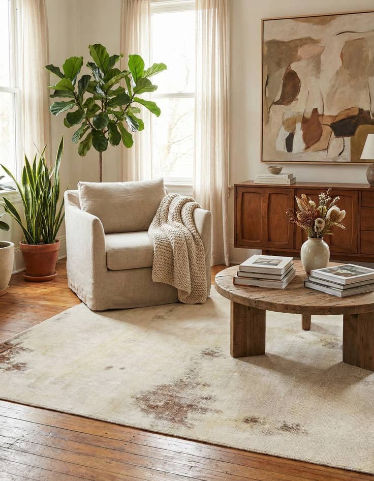 Detail image of 5' 2 x 6' 8  Hand Knotted Ultra Vintage Persian Wool Square Rug