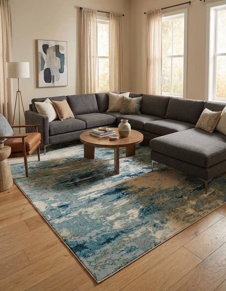 Detail image of 10' x 14'  Washable Spectrum Rug