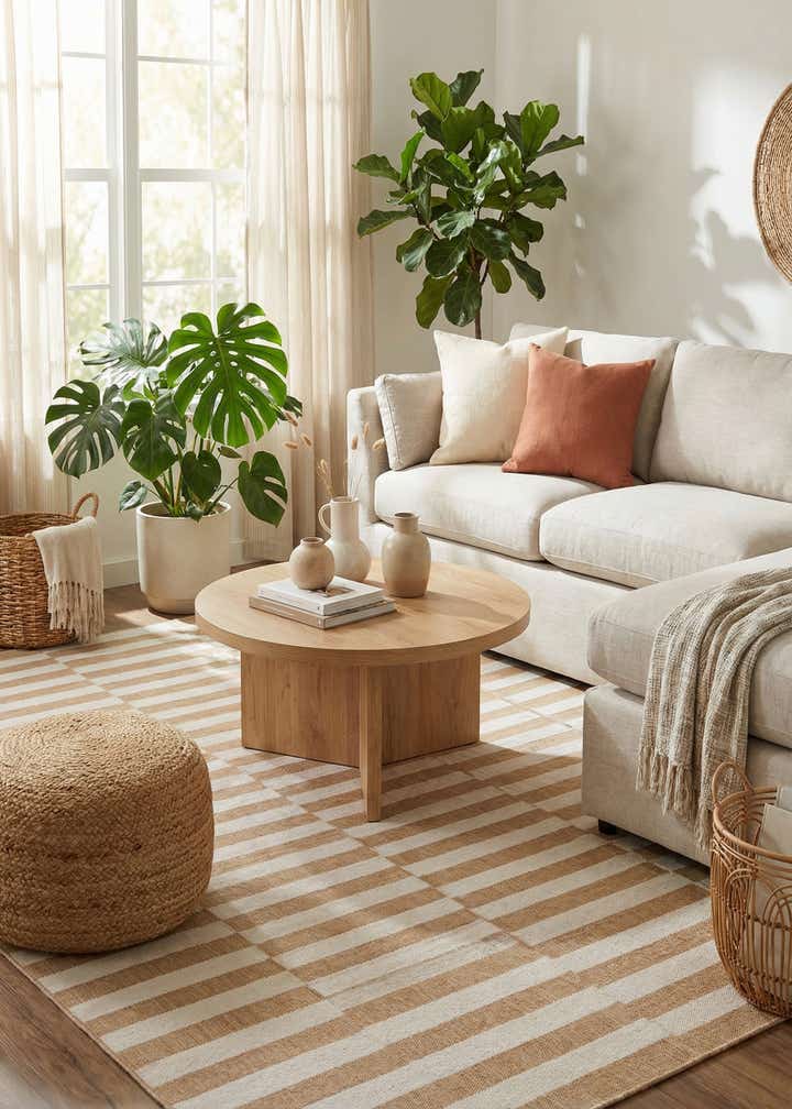 10' x 10' Easy-Clean Striped Indoor / Outdoor Square Rug