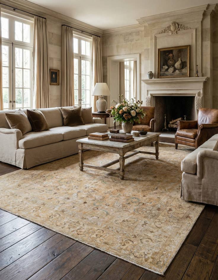 Detail image of  10' x 12' 8  Hand Knotted Ultra Vintage Persian Wool Rug