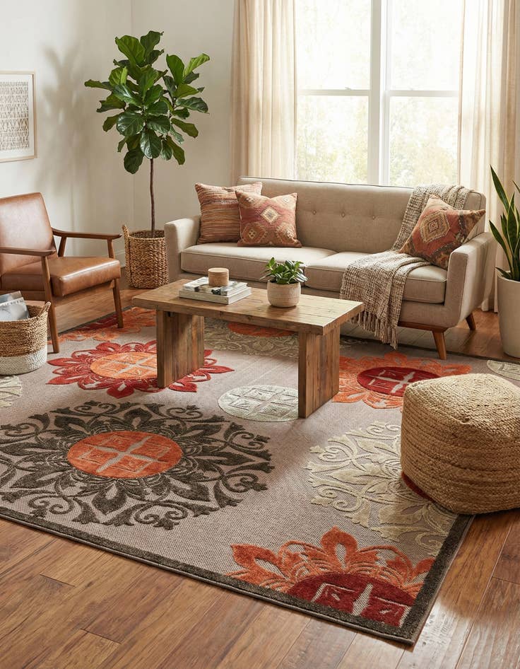 Detail image of 7' 10 x 11'  Washable Modern Indoor / Outdoor Rug