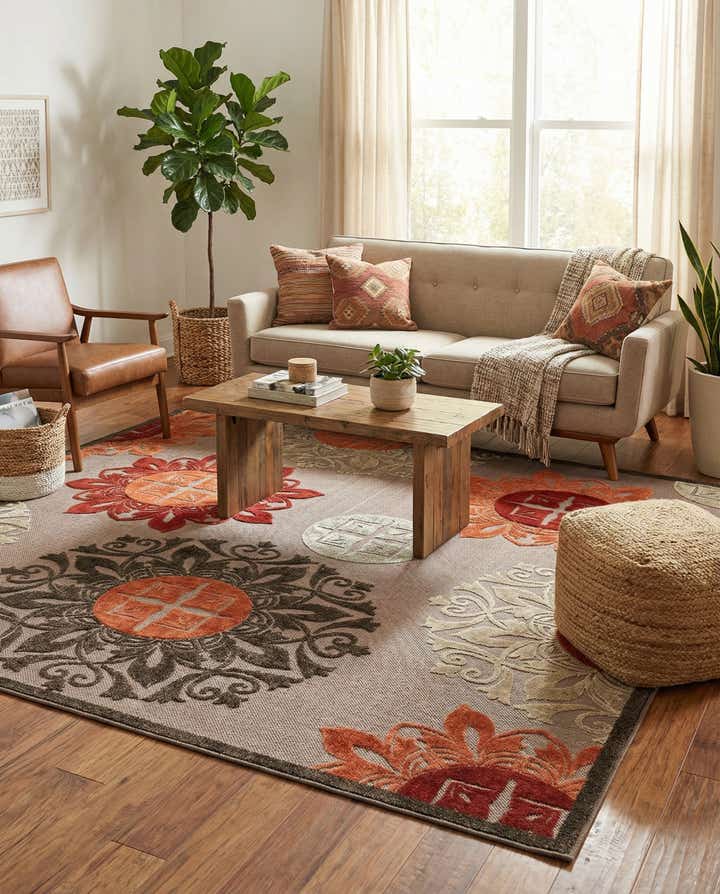 7' 10 x 11' Easy-Clean Modern Indoor / Outdoor Rug