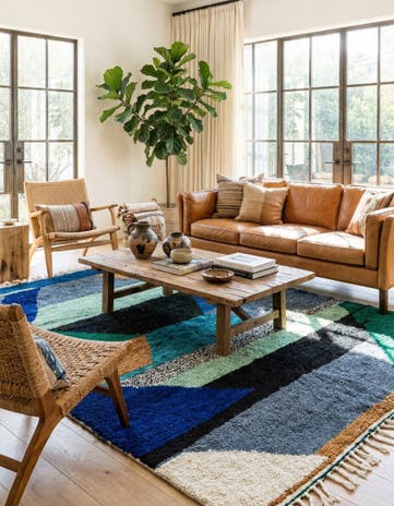6' 9 x 9' 7 Hand Knotted Moroccan Wool Rug