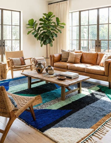 6' 9 x 9' 7 Hand Knotted Moroccan Wool Rug