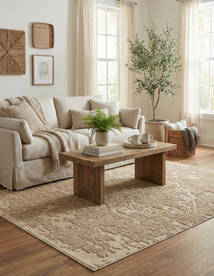 Detail image of 4' 1 x 6' 1  Washable Traditional Indoor / Outdoor Rug