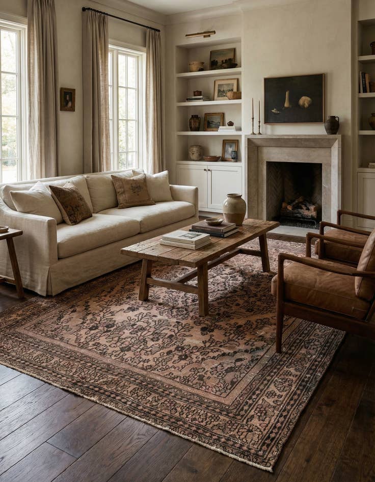 Detail image of  6' 6 x 9' 7  Hand Knotted Ultra Vintage Persian Wool Rug