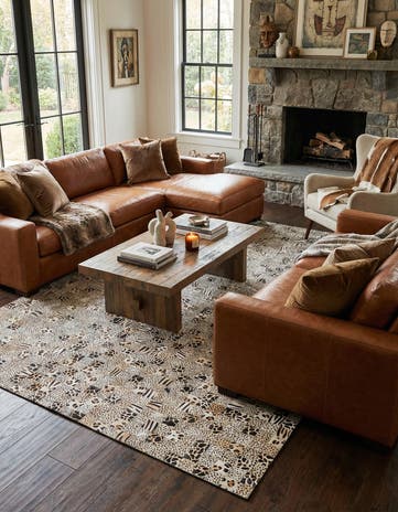 5' 1 x 8' Cowhide Leather Rug