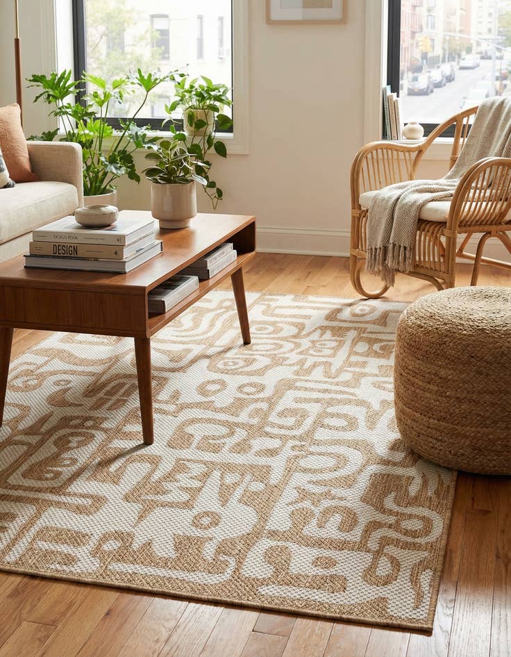 Detail image of 4' x 6'  Washable Modern Indoor / Outdoor Rug