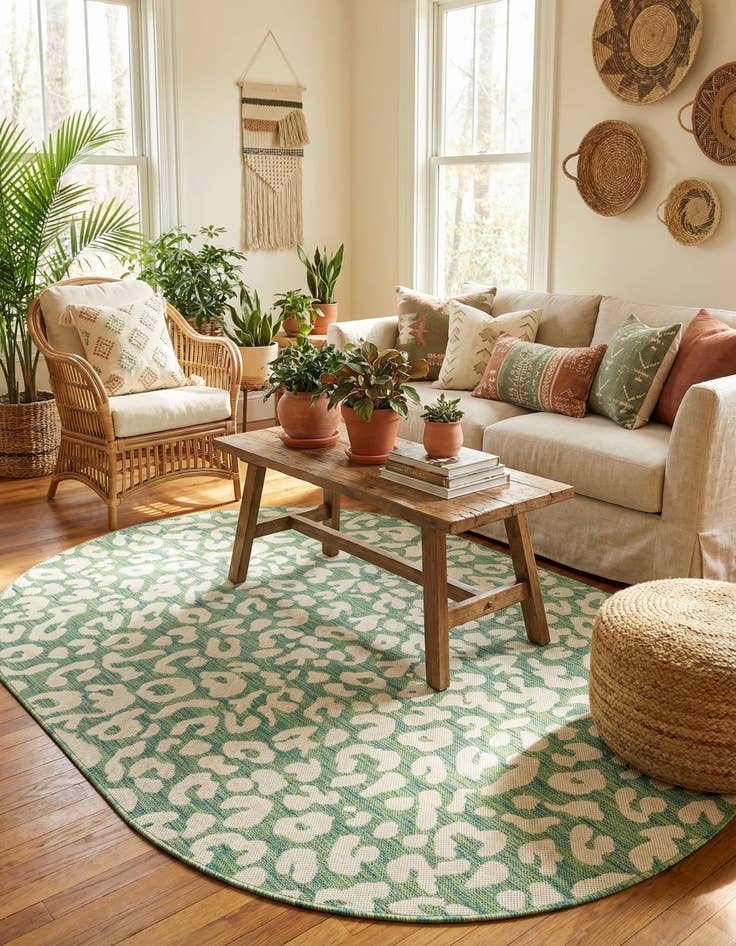 Detail image of  5' 3 x 8'  Washable Safari Indoor / Outdoor Oval Rug