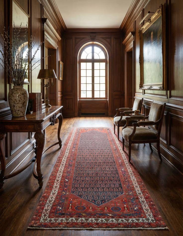 Detail image of  6' 6 x 16' 6  Hand Knotted Endjalas Persian Wool Runner Rug