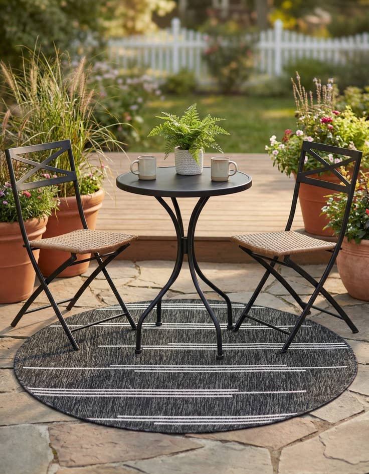 Detail image of 3' 1 x 3' 1 Easy-Clean Modern Indoor / Outdoor Round Rug
