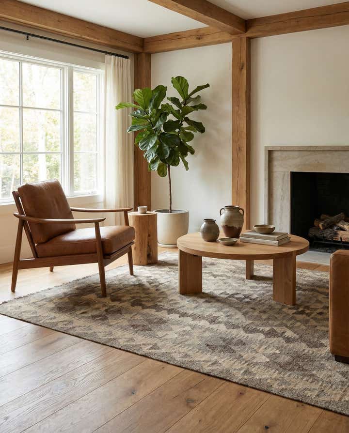 4' 1 x 6' 1 Hand Woven Kilim Maymana Wool Rug