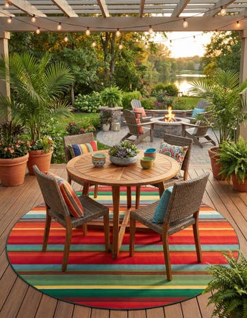 10' x 10' Easy-Clean Modern Indoor / Outdoor Round Rug
