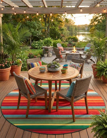 10' x 10' Easy-Clean Modern Indoor / Outdoor Round Rug