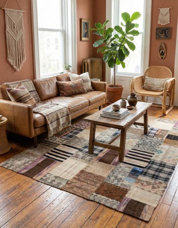 6' 5 x 9' 4 Hand Woven Kilim Patchwork Wool Rug