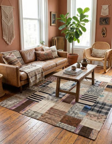 6' 5 x 9' 4 Hand Woven Kilim Patchwork Wool Rug