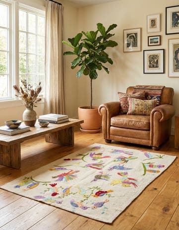 3' 3 x 4' 7 Hand Woven Kilim Suzani Wool Rug