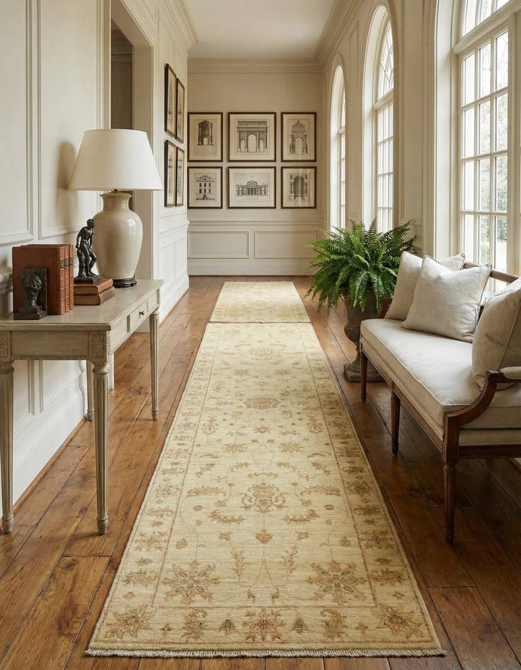 Detail image of 2' 8 x 9' 10  Hand Knotted Peshawar Ziegler Wool Runner Rug