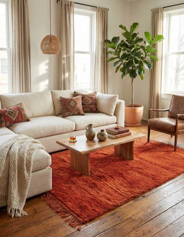 4' 3 x 6' 2 Hand Knotted Moroccan Wool Rug