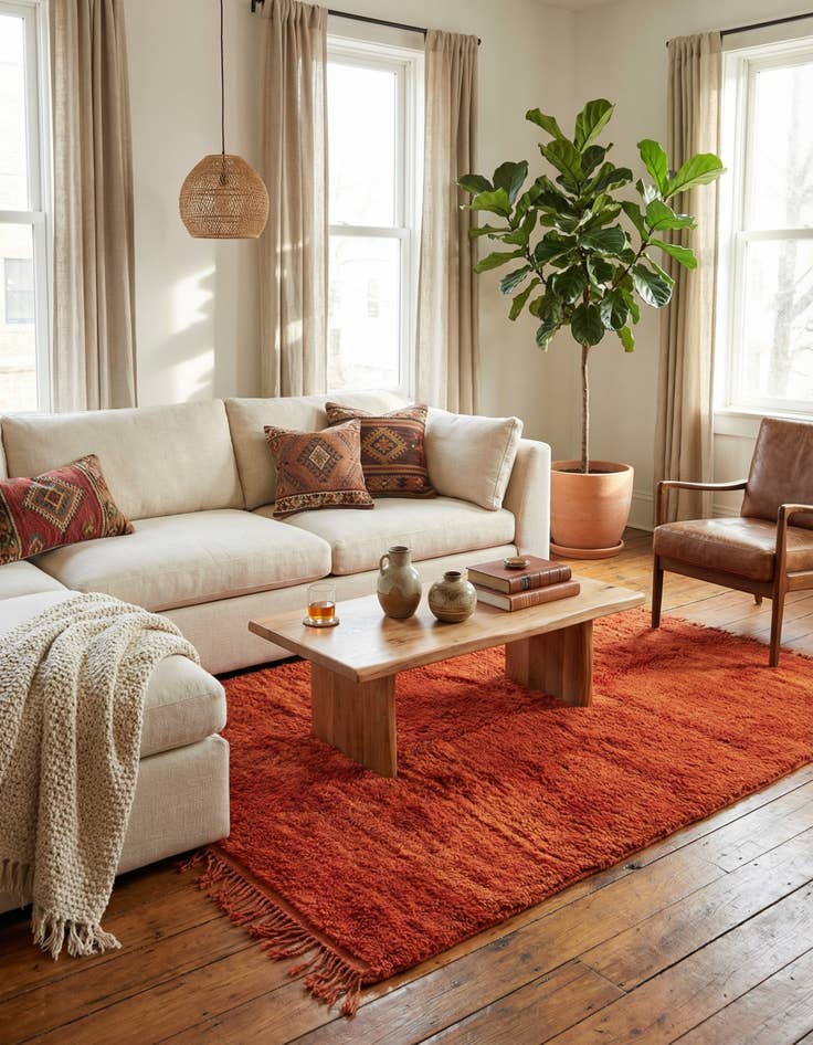 Detail image of 4' 3 x 6' 2  Hand Knotted Moroccan Wool Rug