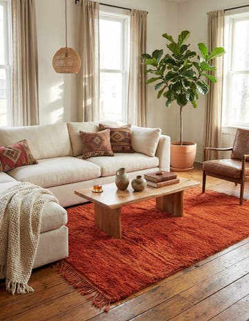 4' 3 x 6' 2 Hand Knotted Moroccan Wool Rug