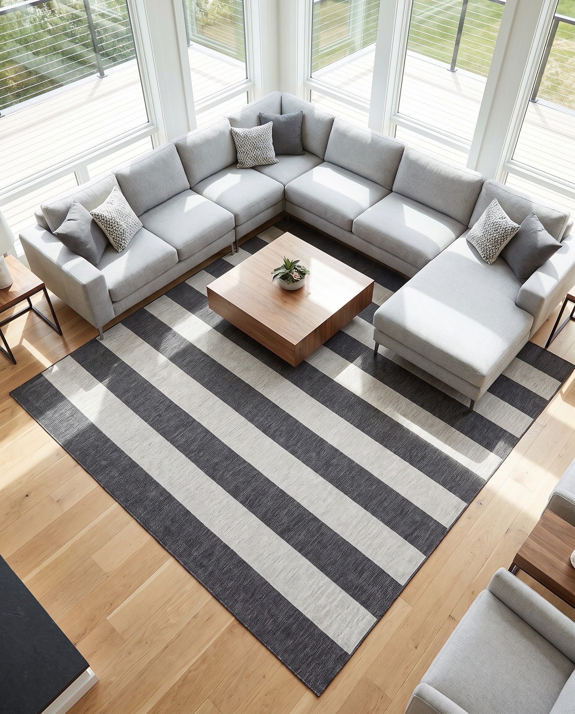 10' x 10' Easy-Clean Ribbon Indoor / Outdoor Square Rug