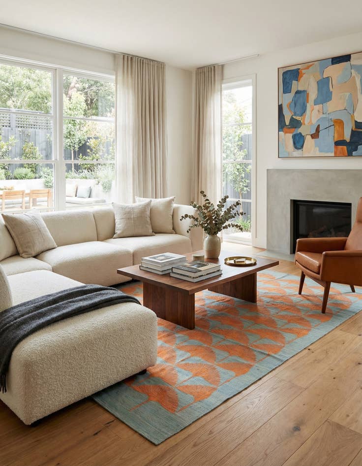 Detail image of 6' 6 x 9' 7  Hand Woven Kilim Modern Wool Rug