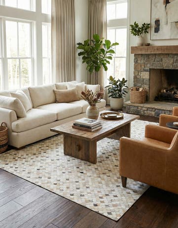 8' x 9' 8 Cowhide Leather Rug